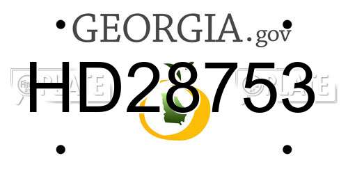 HD28753 Georgia License Plate