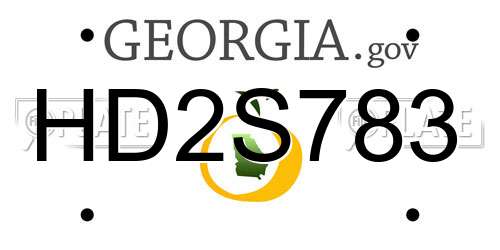 HD2S783 Georgia License Plate