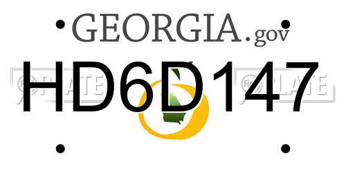 HD6D147 Georgia License Plate