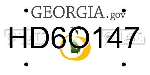 HD6O147 Georgia License Plate