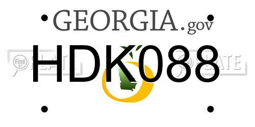 HDK088 Georgia License Plate