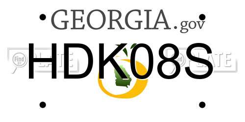 HDK08S Georgia License Plate
