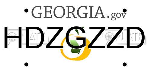 HDZGZZD Georgia License Plate