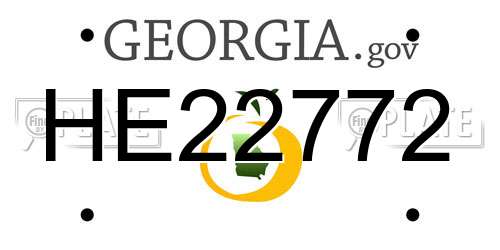 HE22772 Georgia License Plate