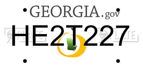 HE2T227 Georgia License Plate