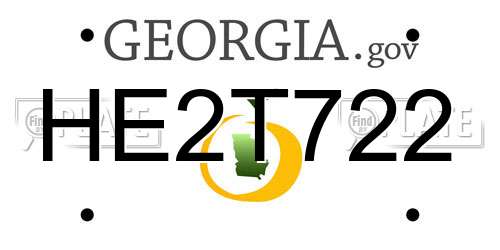 HE2T722 Georgia License Plate