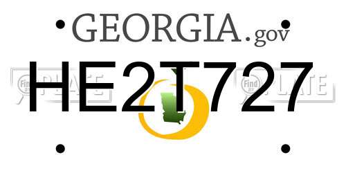 HE2T727 Georgia License Plate