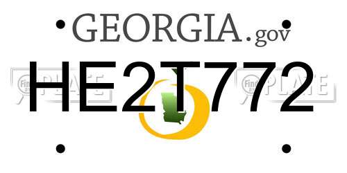 HE2T772 Georgia License Plate