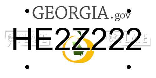 HE2Z222 Georgia License Plate