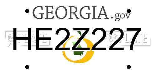 HE2Z227 Georgia License Plate