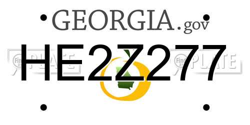 HE2Z277 Georgia License Plate