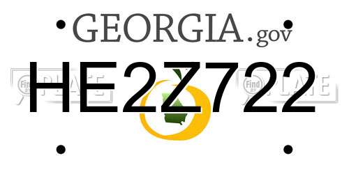 HE2Z722 Georgia License Plate