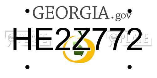 HE2Z772 Georgia License Plate