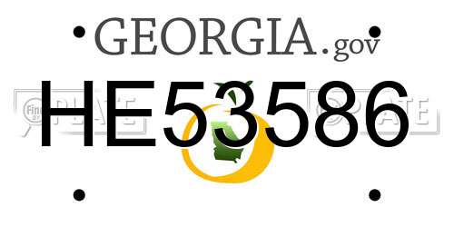 HE53586 Georgia License Plate