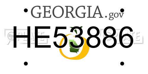 HE53886 Georgia License Plate