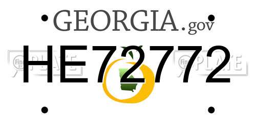 HE72772 Georgia License Plate