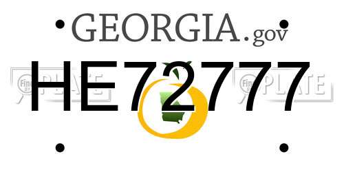 HE72777 Georgia License Plate