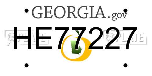 HE77227 Georgia License Plate