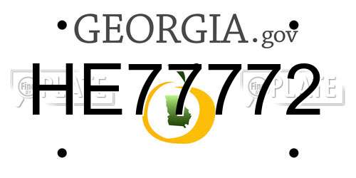 HE77772 Georgia License Plate