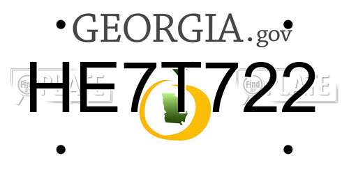 HE7T722 Georgia License Plate