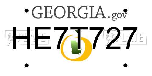 HE7T727 Georgia License Plate