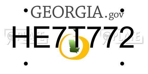 HE7T772 Georgia License Plate