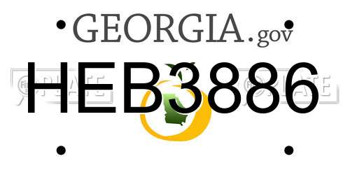 HEB3886 Georgia License Plate