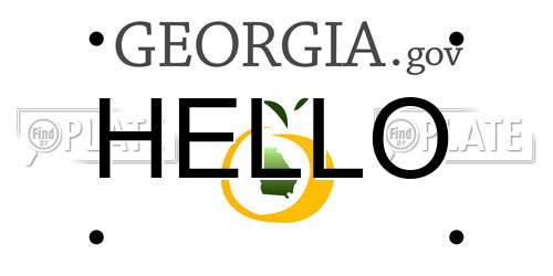 HELLO Georgia License Plate