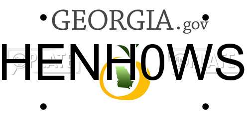 HENH0WS Georgia License Plate