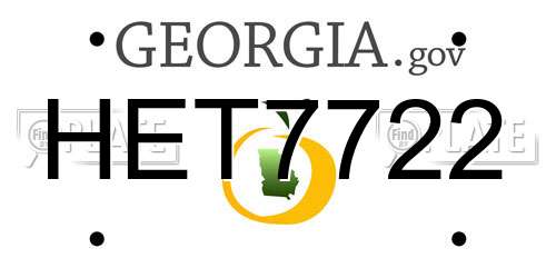 HET7722 Georgia License Plate