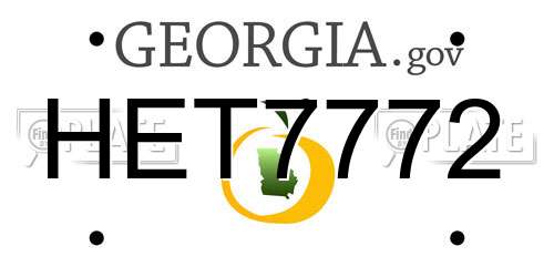 HET7772 Georgia License Plate