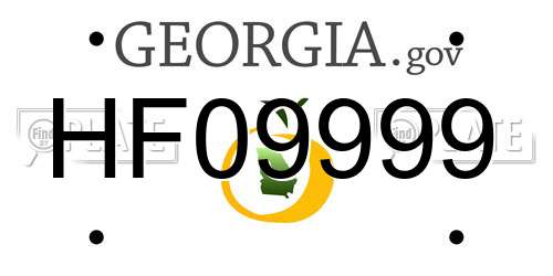 HF09999 Georgia License Plate