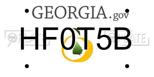 HF0T5B Georgia License Plate
