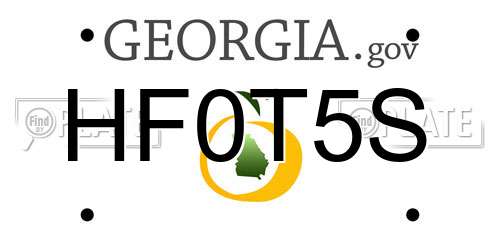 HF0T5S Georgia License Plate