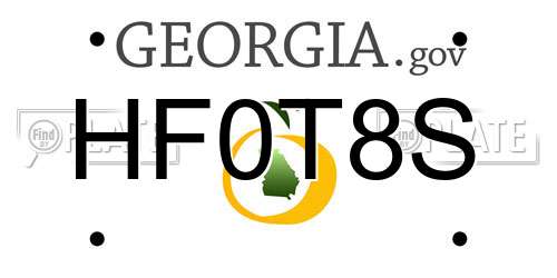 HF0T8S Georgia License Plate
