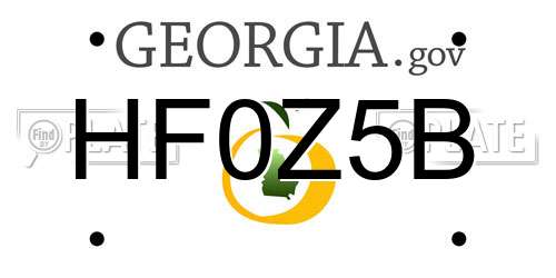 HF0Z5B Georgia License Plate