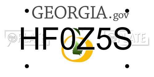 HF0Z5S Georgia License Plate