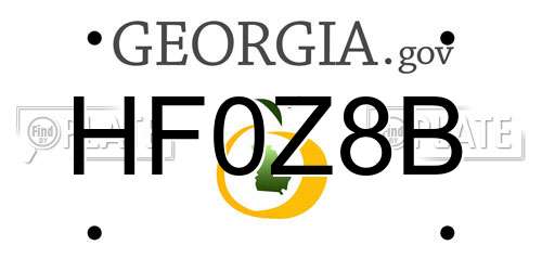 HF0Z8B Georgia License Plate