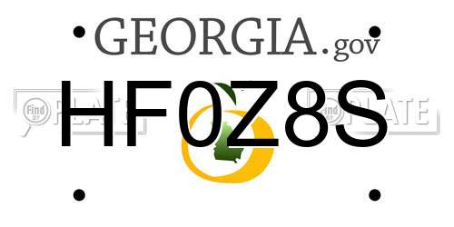 HF0Z8S Georgia License Plate