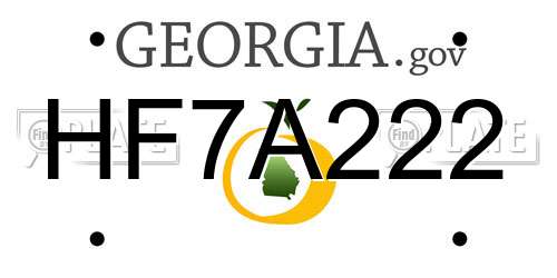 HF7A222 Georgia License Plate