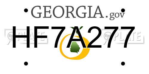 HF7A277 Georgia License Plate