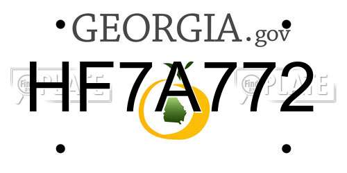 HF7A772 Georgia License Plate