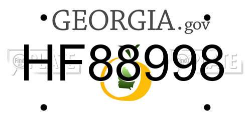 HF88998 Georgia License Plate