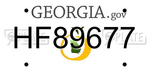 HF89677 Georgia License Plate
