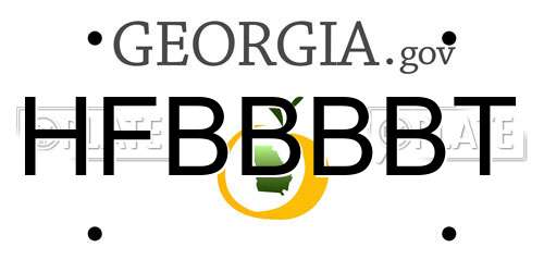 HFBBBBT Georgia License Plate