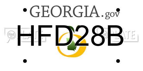 HFD28B Georgia License Plate