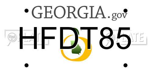 HFDT85 Georgia License Plate