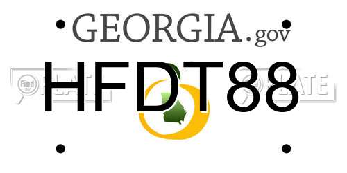 HFDT88 Georgia License Plate