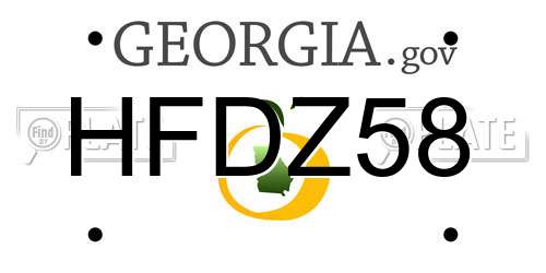 HFDZ58 Georgia License Plate
