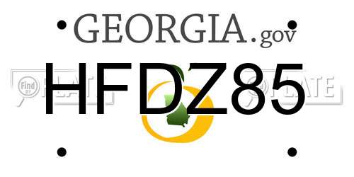 HFDZ85 Georgia License Plate